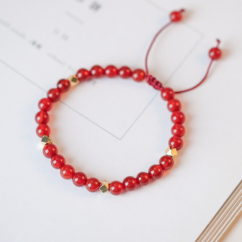 Natural Red Agate Endless Knot Four Leaf Clover Star Confidence String Bracelet Bracelet BS 6