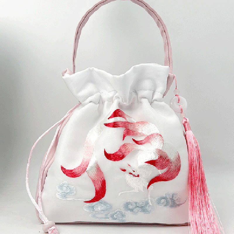 Buddha Stones Suzhou Embroidery Rabbit Lotus Epiphyllum Peony Magnolia Silk Tote Crossbody Bag Shoulder Bag Handbag Crossbody Bag BS 33