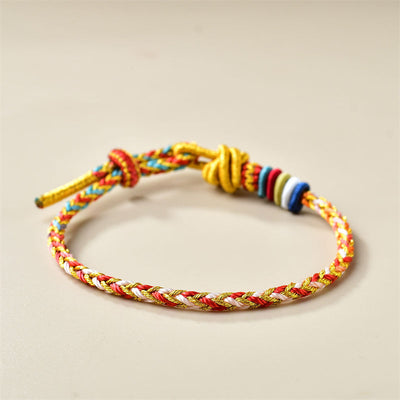Buddha Stones Handcrafted Colorful Gold Healing Braid Rope Bracelet Bracelet BS 3