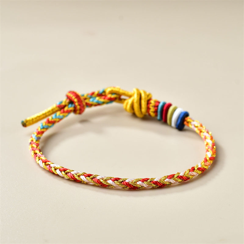 Buddha Stones Handcrafted Colorful Gold Healing Braid Rope Bracelet Bracelet BS 3
