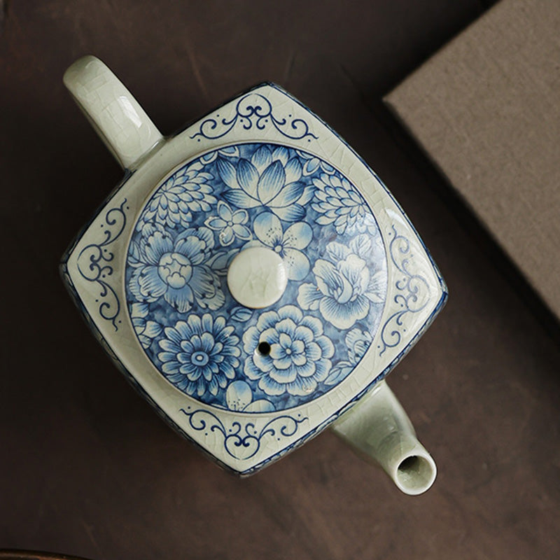 Buddha Stones Blue and White Porcelain Chinese Gongfu Tea Ceramic Kung Fu Teapot Cup Tea Filter Canister Teapot BS 4