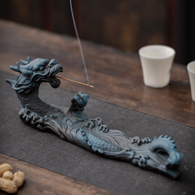 Buddha Stones Dragon Protection Ceramic Stick Incense Burner Decoration Incense Burner BS 12