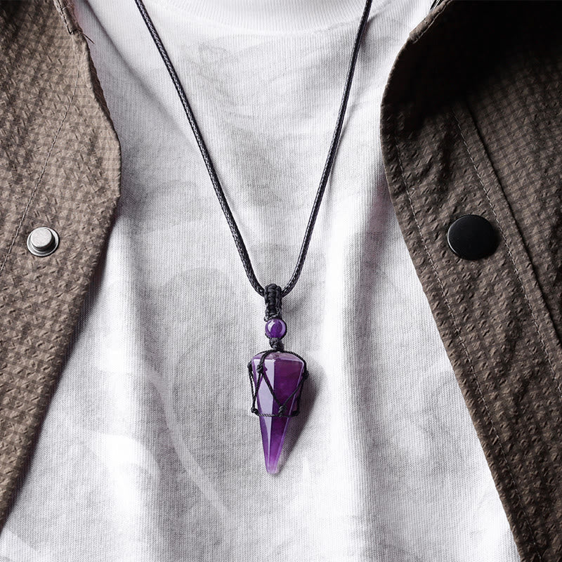 Buddha Stones Natural Stone Pointed Pendant Necklace Necklaces & Pendants BS 14