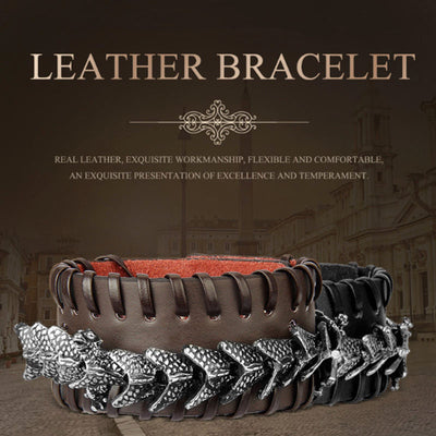 Buddha Stones Dragon Leather Protection Weave Bracelet Bracelet BS 1