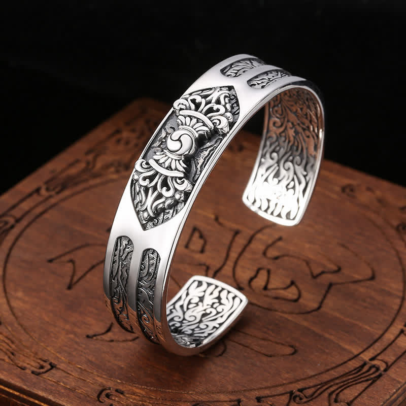 Foviel 925 Sterling Silber Vajra Dorje Graviertes spirituelles Kraft Armband