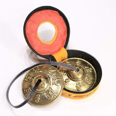 Buddha Stones Tibetan Tingsha Bell Six True Words Dragon Copper Balance Decoration With Bag Buddhist Supplies BS Six True Words&Bag