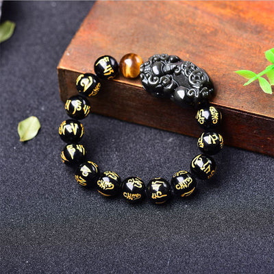 Buddha Stones FengShui PiXiu Obsidian Wealth Bracelet Bracelet BS 3