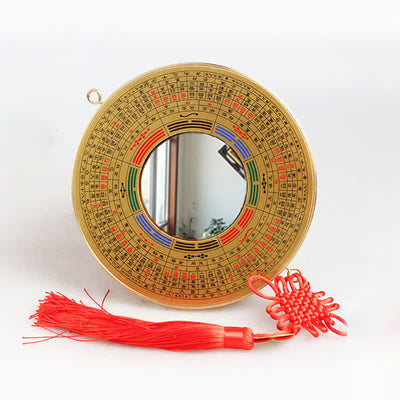 Buddha Stones Feng Shui Bagua Map Copper Coin Chinese Knotting Balance Energy Map Bagua Map BS 16cm Bagua Map Convex Mirror