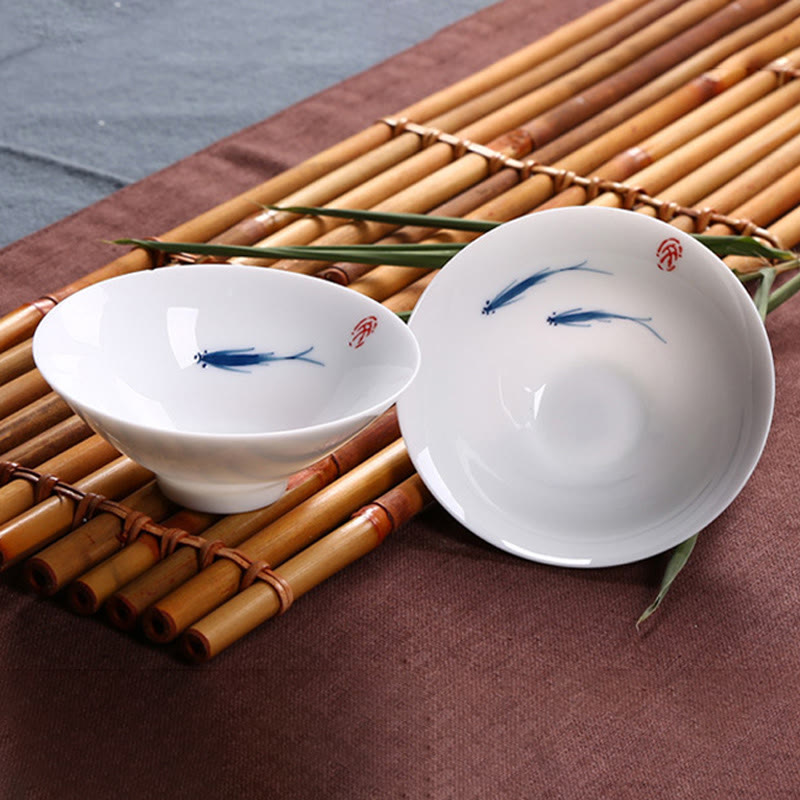 Buddha Stones Jingdezhen Blue and White Porcelain Koi Fish Ceramic Teacup Kung Fu Tea Cups Cup BS 2