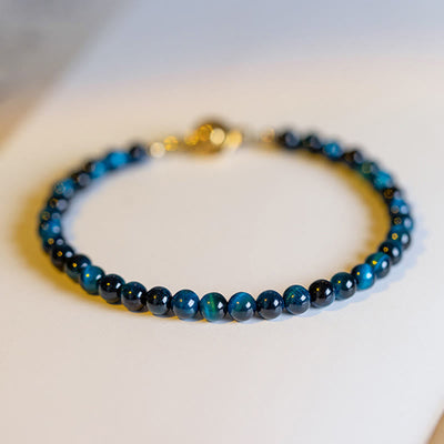 Foviel Natural Blue Tiger Eye Stone Protection Chain Bracelet