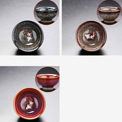 Buddha Stones Small Koi Fish Kiln Change Chinese Jianzhan Ceramic Teacup Kung Fu Tea Cup 60ml Jian Zhan Tea Cup BS 8