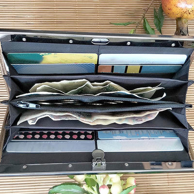 Buddha Stones Flower Plum Peach Blossom Bamboo Double-sided Embroidery Large Capacity Cash Holder Wallet Shopping Purse - image 3