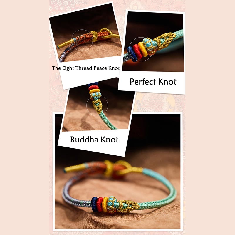 Buddha Stones Colorful Rope Eight Thread Peace Knot Luck Handmade Bracelet - image 7