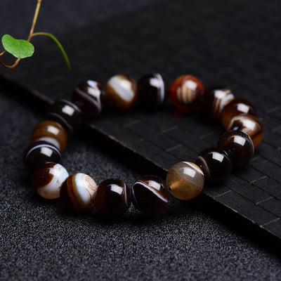 Buddha Stones Tibetan Sardonyx Happiness Positive Bracelet Bracelet BS 2
