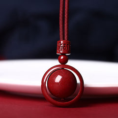 Buddha Stones Cinnabar Om Mani Padme Hum PiXiu Blessing Lucky Bead Necklace Pendant Necklaces & Pendants BS Om Mani Padme Hum Red Rope