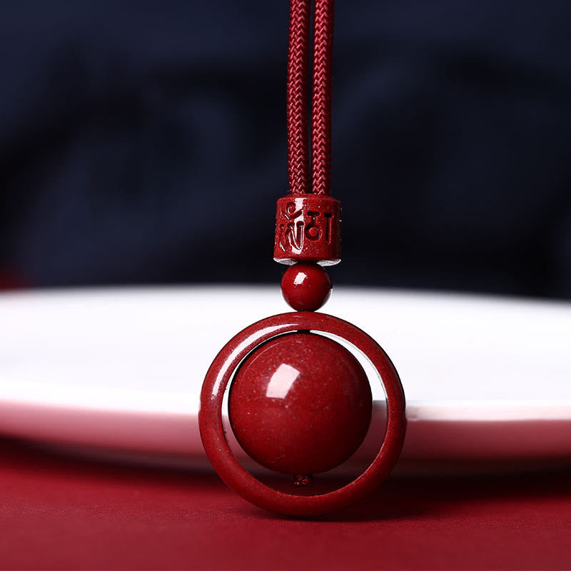 Buddha Stones Cinnabar Om Mani Padme Hum PiXiu Blessing Lucky Bead Necklace Pendant Necklaces & Pendants BS Om Mani Padme Hum Red Rope