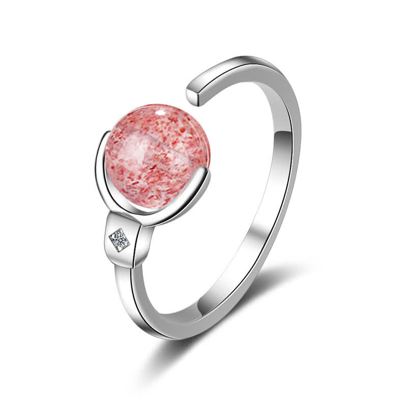 Buddha Stones Pink Crystal Soothing Rotation Ring Ring BS 1