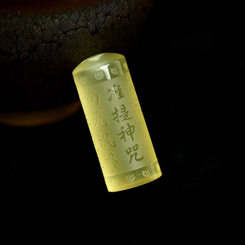 Buddha Stones Heart Sutra Citrine Happiness Strength Necklace Pendant Necklaces & Pendants BS Namaḥ saptānāṃ