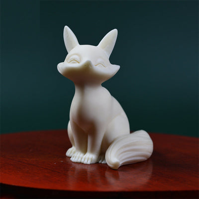 Buddha Stones Mini Nine-tailed Fox Ivory Fruit Protection Home Decoration Decorations BS 1