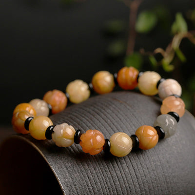 Buddha Stones Golden Silk Jade Lotus Wealth Luck Bracelet Bracelet BS 1