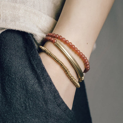 Buddha Stones Tibetan Various Agate Stone Copper Protection Triple Wrap Bracelet Bracelet BS 2