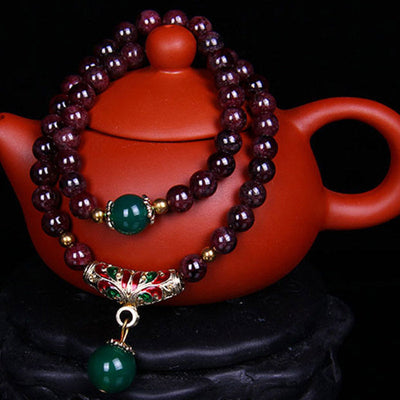 Buddha Stones Natural Garnet Blessing Bracelet Bracelet Necklaces & Pendants BS 8