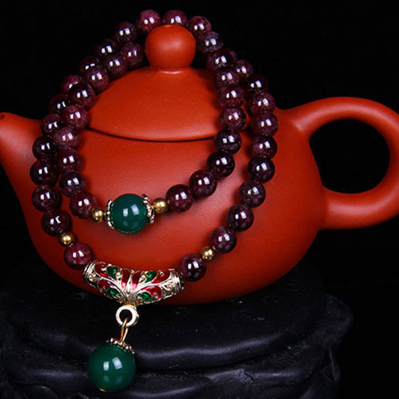 Buddha Stones Natural Garnet Blessing Bracelet Bracelet Necklaces & Pendants BS 8