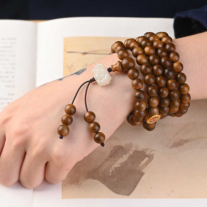 Buddha Stones Tibetan Rosewood Protection Calm Bracelet Mala Mala Bracelet BS 14