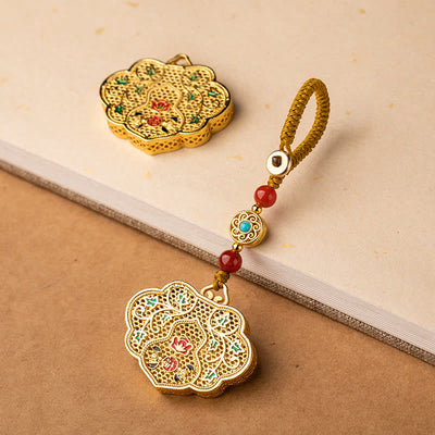 Buddha Stones Lock of Good Wishes Fu Character Luck Blessing Key Chain Key Chain BS 2