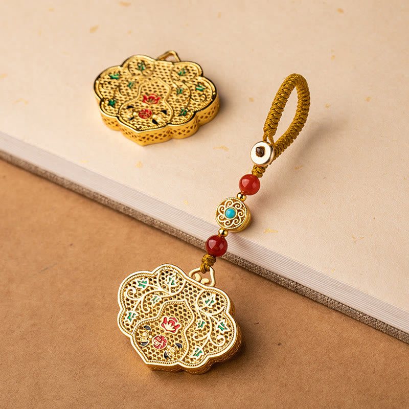 Buddha Stones Lock of Good Wishes Fu Character Luck Blessing Key Chain Key Chain BS 2