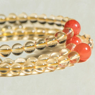 Buddha Stones 108 Mala Beads 925 Sterling Silver Natural Citrine Red Agate White Jade Prosperity Charm Bracelet Mala Bracelet BS 20
