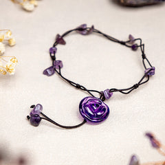 Buddha Stones Amethyst Pink Crystal Green Aventurine Rose Inner Peace Healing Anklet Anklet BS Amethyst (Inner Peace ♥ Healing)