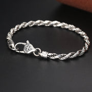 Bracelet Foviel en argent sterling 925, motif torsadé avec Om Mani Padme Hum tibétain et double vajra, symbole de paix et d'amour