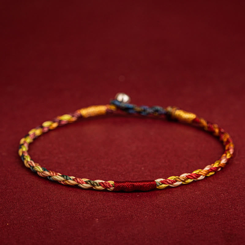 Buddha Stones Handmade Five Color Thread Luck Couple Child Adult Bracelet Bracelet BS 19cm for Weight Range(90-100 kg)