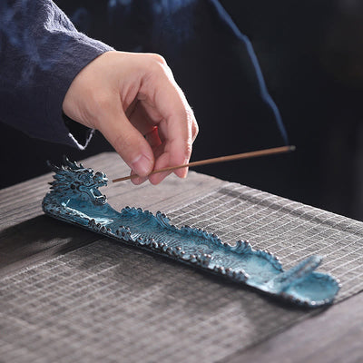 Buddha Stones Auspicious Dragon Strength Alloy Incense Burner Decoration Incense Burner BS 2