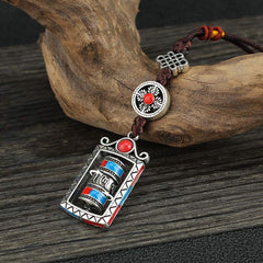 Buddha Stones Six True Words Prayer Wheel Rotation Knot Blessing Keychain Decoration Decorations BS Six True Words