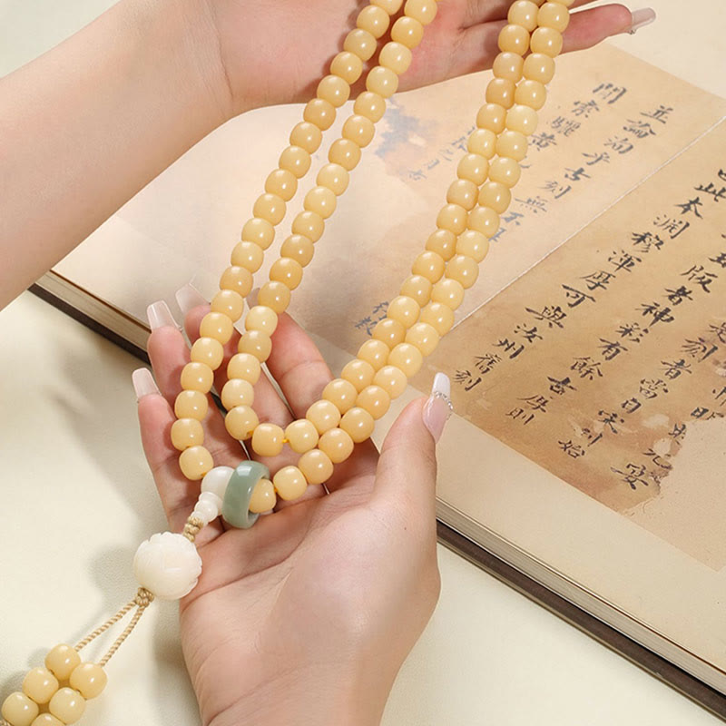 Buddha Stones Natural Bodhi Seed Lotus Dzi Bead Peace Harmony Charm Bracelet Mala Bracelet BS 11