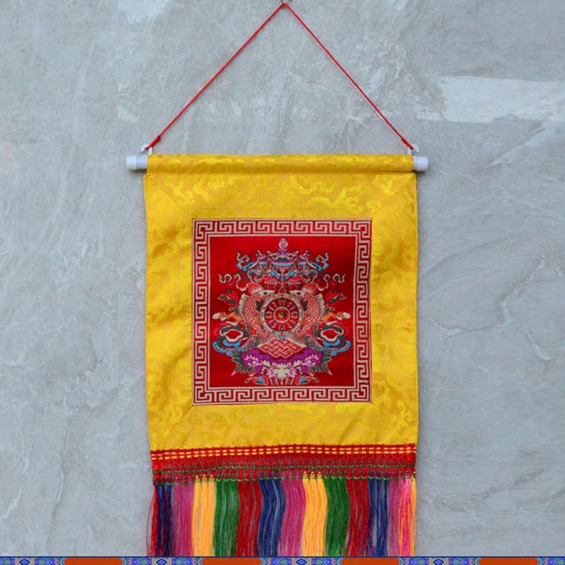 Buddha Stones Vajra Auspicious Symbols Spiritual Power Wall Art Wall Art BS 8 Auspicious Symbols Red
