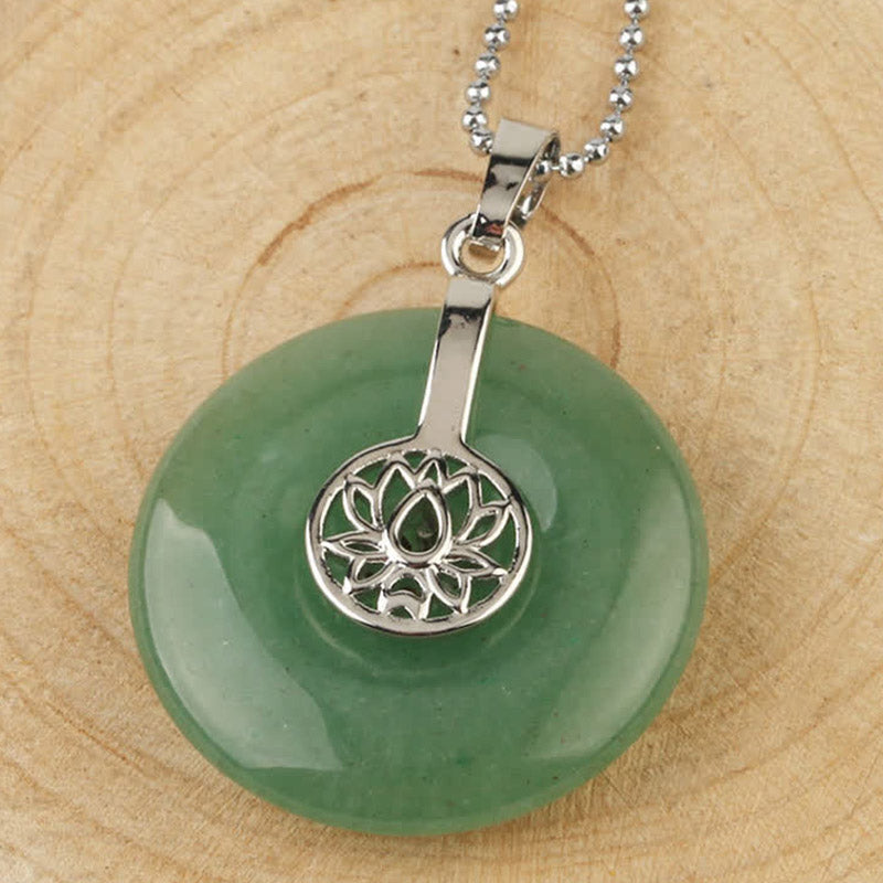 Buddha Stones Various Crystal Amethyst Pink Crystal Lotus Healing Necklace Pendant Necklaces & Pendants BS Green Aventurine