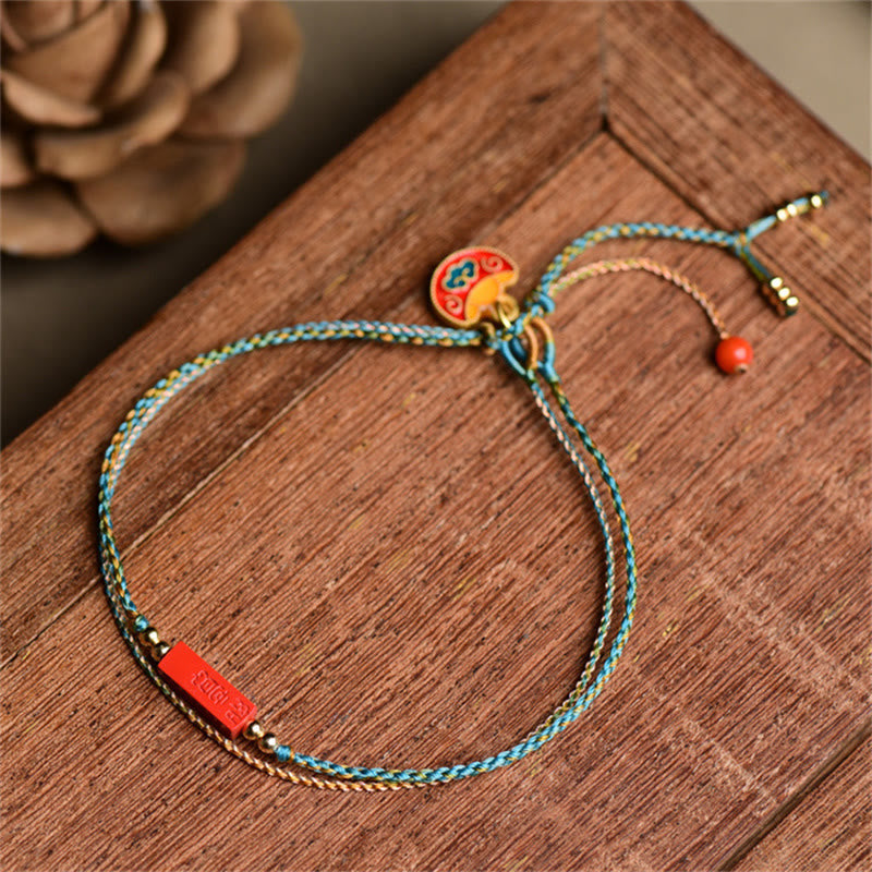 Buddha Stones Handmade Cinnabar As One Wishes Blessing Braid Double Layer Bracelet Bracelet BS 14-16cm