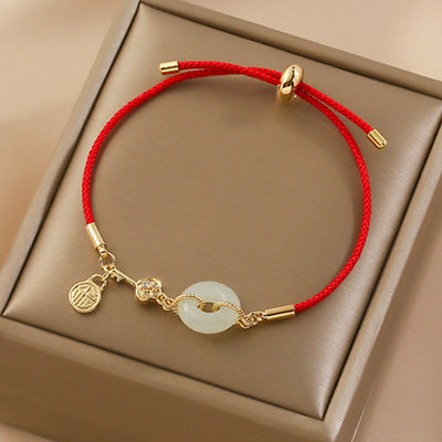 FREE Today: Attract Good Luck Hetian Jade Peace Buckle Red Rope Fortune Bracelet FREE FREE 1