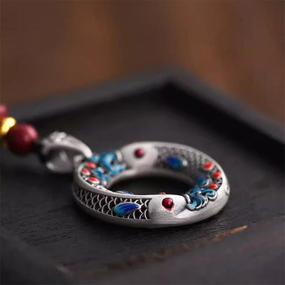 Buddha Stones Koi Fish Peace Buckle Copper Wealth Luck Necklace Pendant Necklaces & Pendants BS 3