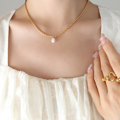 Buddha Stones Pearl Bead Peace Necklace Pendant Necklaces & Pendants BS 2