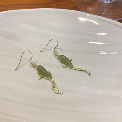Fish Pattern Jade Luck Dangle Drop Earrings Earrings BS 9