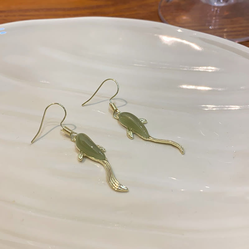 Fish Pattern Jade Luck Dangle Drop Earrings Earrings BS 9