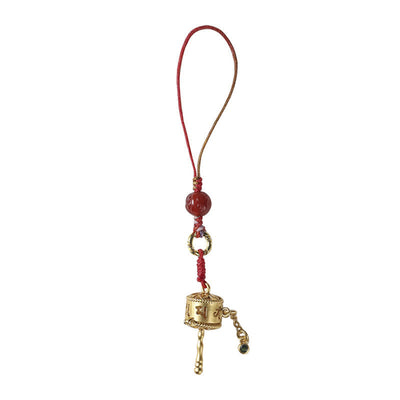 Buddha Stones Tibetan Om Mani Padme Hum Prayer Wheel Amulet Charm Protection Phone Hanging Decoration Phone Hanging Decoration BS 9