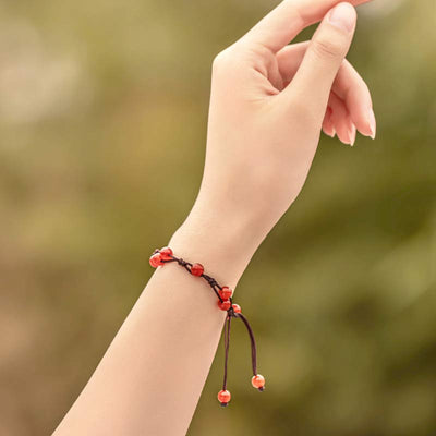 Bracelet calme Foviel en agate rouge, agate mousse et cinabre