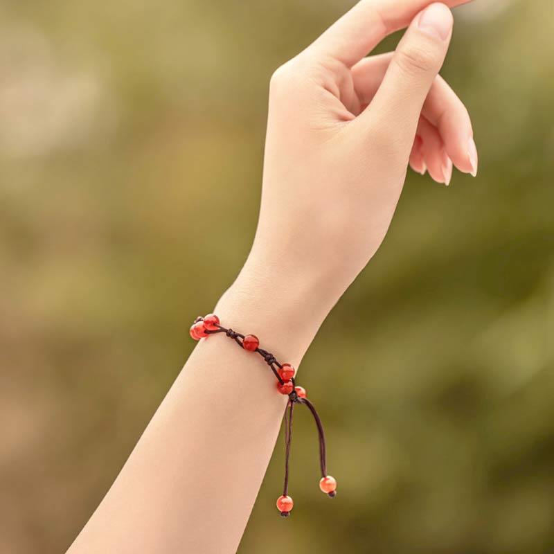 Bracelet calme Foviel en agate rouge, agate mousse et cinabre