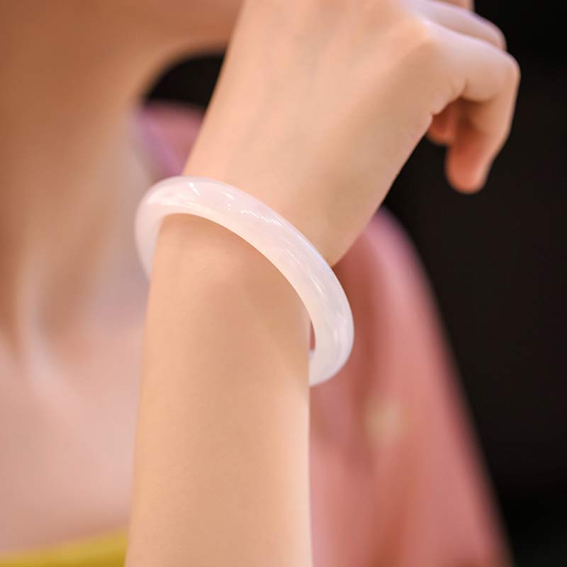 Buddha Stones Natural Chalcedony Harmony Positive Bracelet Bangle Bracelet Bangle BS 2