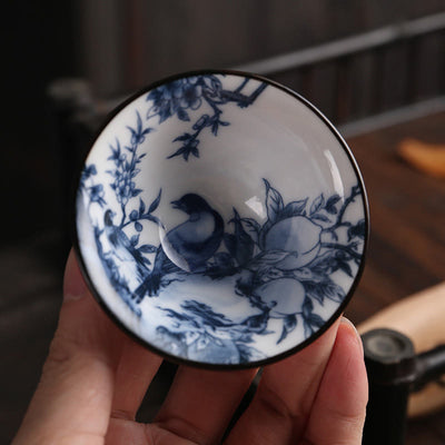 Buddha Stones Flowers Fu Character Mountains Lotus Cherry Blossoms Ceramic Teacup Kung Fu Tea Cup Cup BS 28